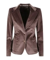 Tagliatore Single Breasted Velvet Jacket In Brown