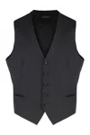 Tagliatore Wool Vest With Adjustable Buckle Strap In Black