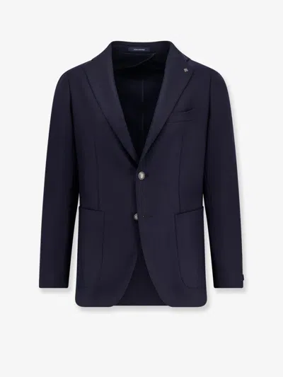 Tagliatore Single-breasted Virgin Wool And Cashmere Blazer In Blue