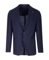 Tagliatore Montecarlo Blue Single-breasted Jacket With Notched Revers In Silk Man In Black