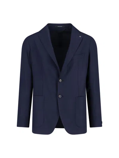Tagliatore Single-breasted Virgin Wool Blazer In Metallic
