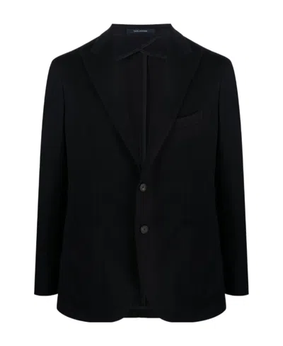 Tagliatore Single-breasted Virgin Wool-blend Blazer In Black