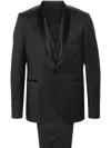 Tagliatore Single-breasted Wool Blend Suit With Satin Lapels In Black