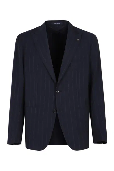 Tagliatore Single-breasted Virgin Wool Jacket In Blue