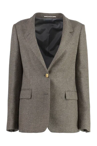 Tagliatore Single-breasted Virgin Wool Jacket In Grey
