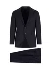 Tagliatore Double-breasted Tailored Suit With Classic Navy Blazer In Black