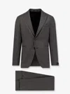 Tagliatore Micro Houndstooth Pattern Wool Suit With Blazer And Tailored Pants In Gray