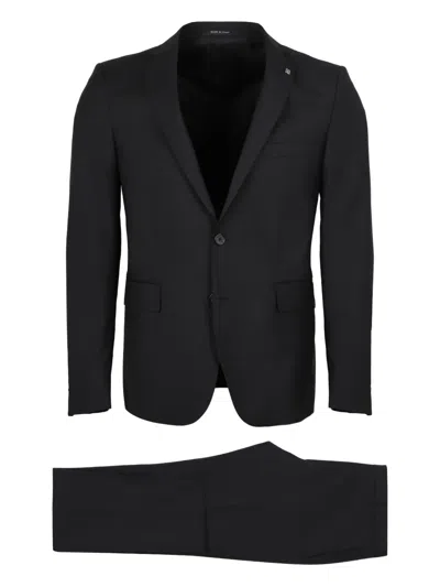 Tagliatore Single-breasted Virgin Wool Suit In Brown