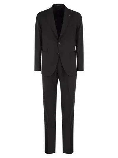 Tagliatore Single Breasted Virgin Wool Suit In Black