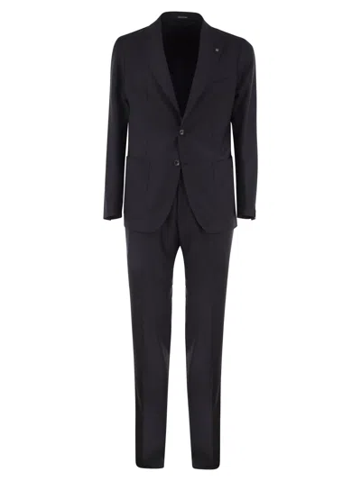 Tagliatore Single Breasted Virgin Wool Suit In Blue