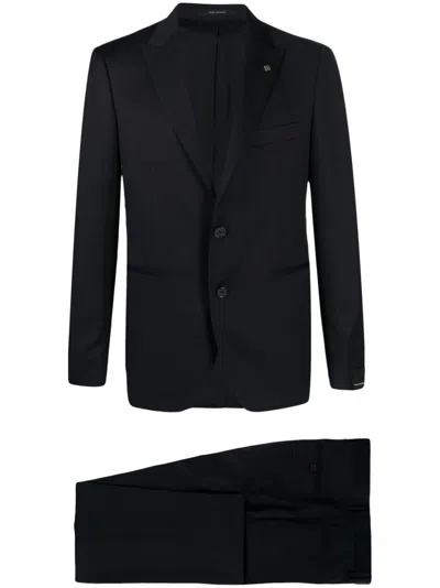 Tagliatore Single-breasted Virgin Wool Suit In Blue