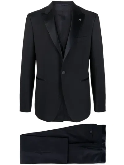 Tagliatore Virgin Wool Tuxedo With Vest In Black
