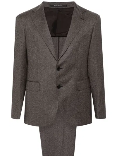 Tagliatore Single-breasted Virgin Wool Suit In Brown