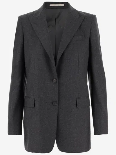Tagliatore Single-breasted Wool And Silk Jacket In Black