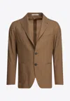 Tagliatore Montecarlo Virgin Wool And Silk Blazer In Brown
