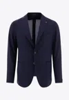 Tagliatore Single-breasted Virgin Wool And Cashmere Blazer In Blue