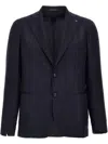Tagliatore Lapel Blazer With Buttoned Cuffs And Pockets In Blue