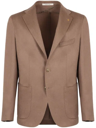 Tagliatore Single-breasted Wool Blazer In Brown