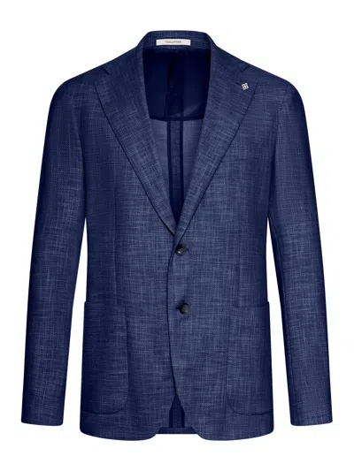 Tagliatore Single Breasted Wool Blend Jacket In Blue
