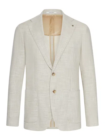 Tagliatore Single Breasted Wool Blend Jacket In Brown