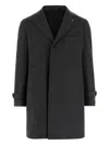 Tagliatore Reversible Wool Coat With Front Closure And Charm Logo In Gray