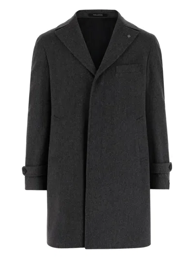 Tagliatore Reversible Wool Coat With Front Closure And Charm Logo In Black