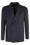 Tagliatore Single-breasted Wool Hopsack In Blue