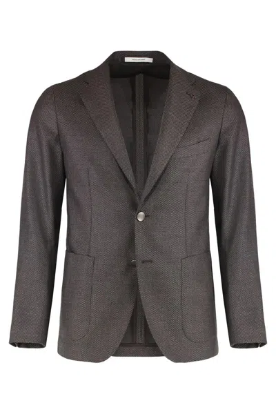 Tagliatore Single-breasted Wool Jacket In Brown