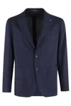 Tagliatore Single Breasted Wool Silk Cotton Tuoia Effect Jacket In Blue