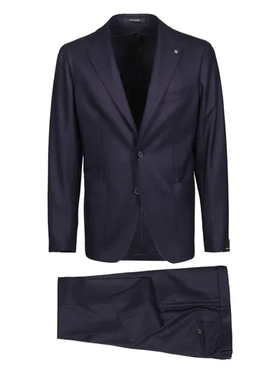 Tagliatore Single-breasted Wool Suit In Blue