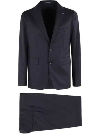 Tagliatore Single Breasted Wool Suit In Black