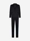 Tagliatore Blue Tailored Suit With Satin Lapel And Shoulders In Black