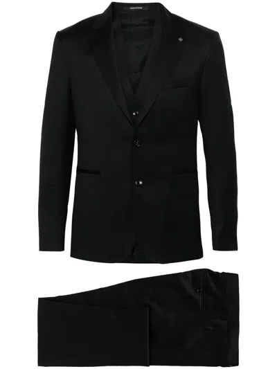 Tagliatore Single-breasted Wool Suit In Black