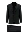 Tagliatore Virgin Wool Suit With Vest With Five Buttons In Black