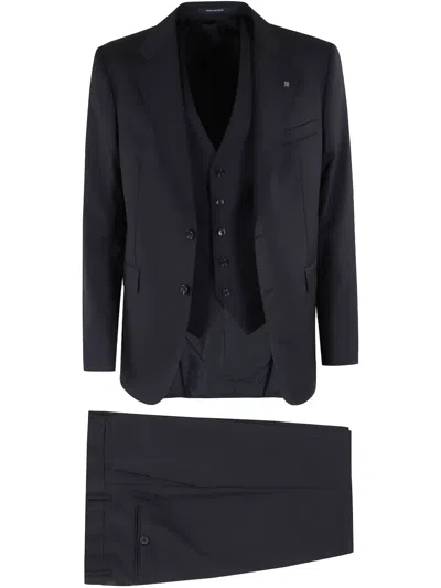 Tagliatore Single Breasted Wool Suit In Black