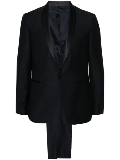Tagliatore Single-breasted Wool Suit In Blue