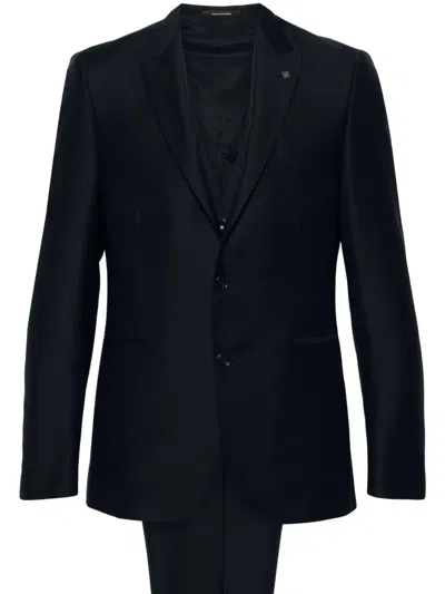 Tagliatore Single-breasted Wool Suit In Blue