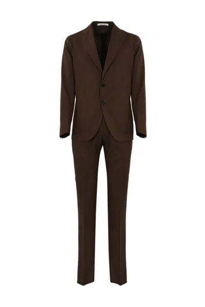 Tagliatore Single-breasted Wool Suit In Marrone
