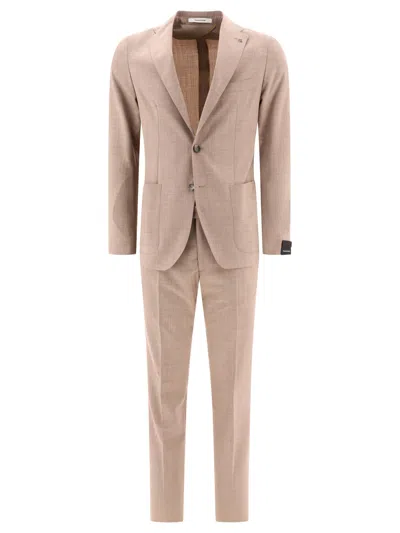 TAGLIATORE SINGLE-BREASTED WOOL SUIT SUITS BEIGE