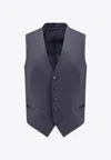Tagliatore Virgin Wool Vest In Blue