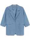Tagliatore Single Button Blue Coat With Relaxed Silhouette In Blue