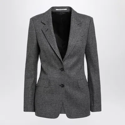 Tagliatore Single-breasted Anthracite Grey Jacket With Houndstooth Pattern In Wool Blend In Black