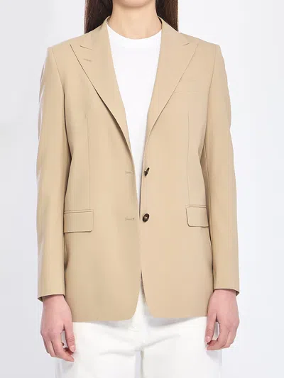 Tagliatore Single-breasted Bi-stretch Wool Jacket In Neutral