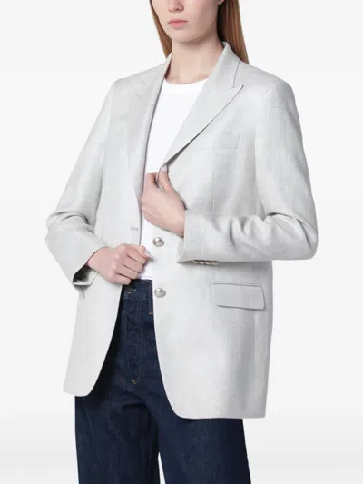 Tagliatore Tailored Coat Notch Lapel Buttoned Cuffs In Gray