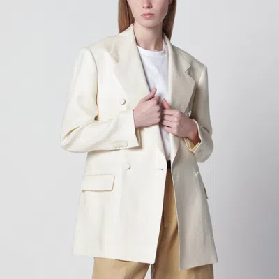 Tagliatore Single-breasted Blazer In Butter-colored Linen In Neutral