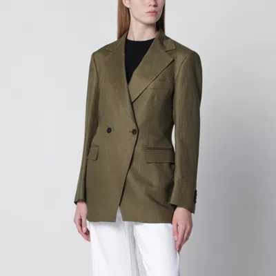 Tagliatore Single-breasted Blazer In Green Linen