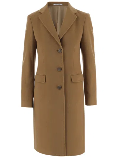 Tagliatore Single-breasted Cashmere Coat With Classic Lapel And Tailored Silhouette In Brown