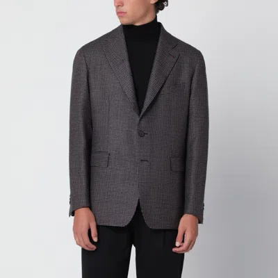 Tagliatore Single-breasted Jacket In Houndstooth Wool In Gray