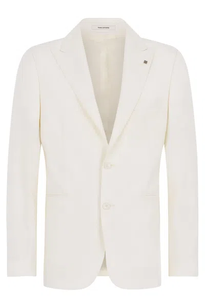 Tagliatore Single-breasted Jacket In Wool Fabric In White