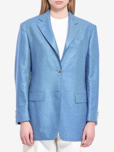 Tagliatore Singlebreasted Jacket In Light Blue